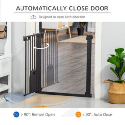 Pawhut 75-82 Cm Pet Safety Gate Pressure Fit Stair W/ Small Door Double Locking - thumbnail 5