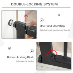 Pawhut 75-82 Cm Pet Safety Gate Pressure Fit Stair W/ Small Door Double Locking - thumbnail 4