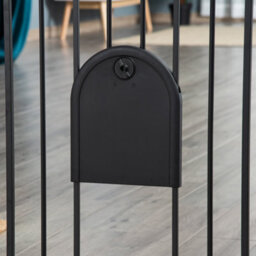 Pawhut 75-82 Cm Pet Safety Gate Pressure Fit Stair W/ Small Door Double Locking - thumbnail 9