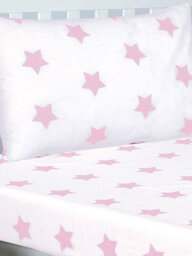Pink And White Stars Single Fitted Sheet And Pillowcase Set - thumbnail 2