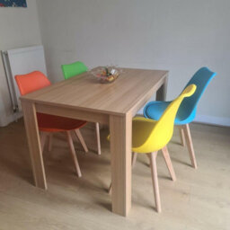 Kosy Koala Oak Effect Dining Table Set With 4 Mix Plastic Chairs Dining Room Furniture - thumbnail 4