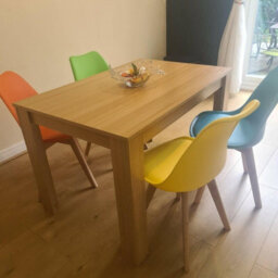 Kosy Koala Oak Effect Dining Table Set With 4 Mix Plastic Chairs Dining Room Furniture - thumbnail 2