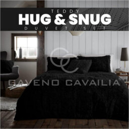 Gc Gaveno Cavailia Hug & Snug Teddy Fleece King Black Duvet Cover With Matching Pillowcase Warm Fluffy Soft & Cosy Bedding Set - thumbnail 2