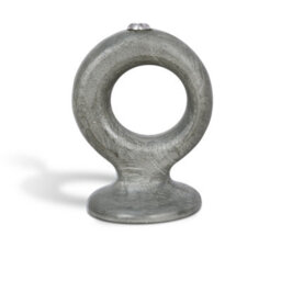 Solid Wood Table Lamp With Fabric Shade Brush Patina Grey Finish Cut Out Sculptural Base For Living Room Or Bedroom - thumbnail 4