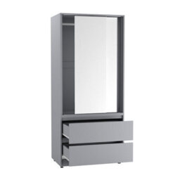 Urbn-Living Urbnliving 2 Sliding Doors Wardrobe 2 Drawer Bedroom Clothes Hanging Rail Grey Carcass With White Doors Storage Cupboard - thumbnail 6