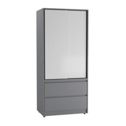 Urbn-Living Urbnliving 2 Sliding Doors Wardrobe 2 Drawer Bedroom Clothes Hanging Rail Grey Carcass With White Doors Storage Cupboard - thumbnail 5