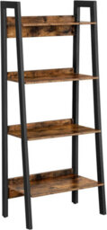 Songmics Slim Ladder Shelf, 4-Tier Vertical Bookcase, Shelving Unit, Stylish Storage Unit For Home Office, Rustic Brown & Ink Black - thumbnail 8