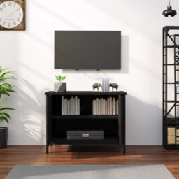 Berkfield Durable Tv Cabinet With Doors Black 60X35X45 Cm Engineered Wood - thumbnail 3