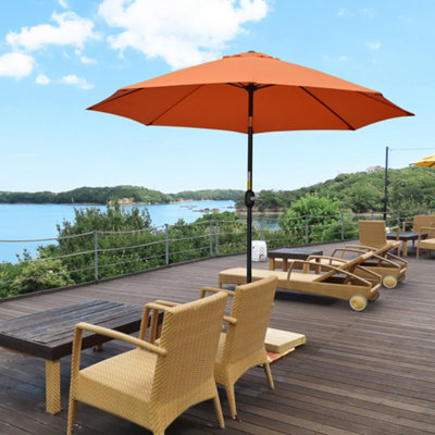 Outsunny 2.6M Patio Umbrella Outdoor Sunshade Canopy W/ Tilt And Crank Orange - image 1