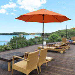 Outsunny 2.6M Patio Umbrella Outdoor Sunshade Canopy W/ Tilt And Crank Orange - thumbnail 1