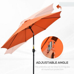 Outsunny 2.6M Patio Umbrella Outdoor Sunshade Canopy W/ Tilt And Crank Orange - thumbnail 5
