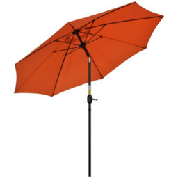 Outsunny 2.6M Patio Umbrella Outdoor Sunshade Canopy W/ Tilt And Crank Orange - thumbnail 2