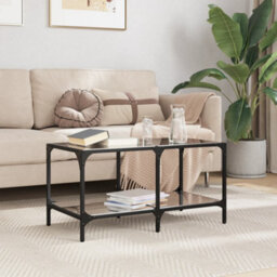 Berkfield Coffee Table With Black Glass Top 78.5X40X40 Cm Steel