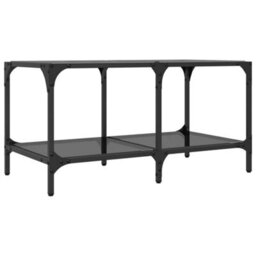 Berkfield Coffee Table With Black Glass Top 78.5X40X40 Cm Steel - thumbnail 6