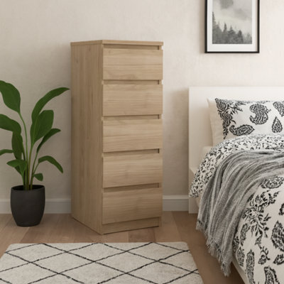Wyld Haus Budapest Narrow Chest Of Drawers Natural Oak Effect 5 Drawers - image 1