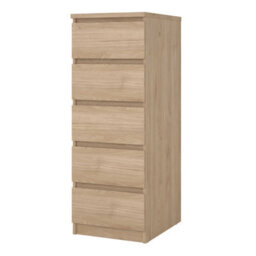 Wyld Haus Budapest Narrow Chest Of Drawers Natural Oak Effect 5 Drawers - thumbnail 4
