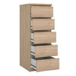 Wyld Haus Budapest Narrow Chest Of Drawers Natural Oak Effect 5 Drawers - thumbnail 5