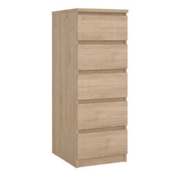 Wyld Haus Budapest Narrow Chest Of Drawers Natural Oak Effect 5 Drawers - thumbnail 2