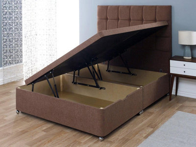 Divan Base Direct Artisan Side Lift Ottoman Storage Divan Bed Base Only 5Ft King - Wool Chestnut - image 1
