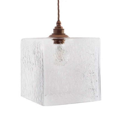 Montagu Dappled Glass Pendant Light - Old English Brass - Se Home
