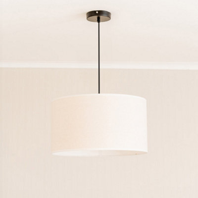 Valuelights Eva Natural Linen Fabric With White Trim Large Drum Light Shade (D)45Cm - image 1