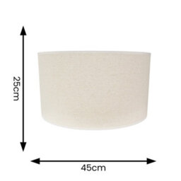 Valuelights Eva Natural Linen Fabric With White Trim Large Drum Light Shade (D)45Cm - thumbnail 4