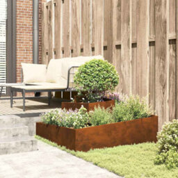 Berkfield Garden Planter Brown 100 X 100 X 50 Cm Weathering Steel - thumbnail 4