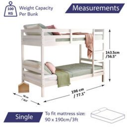 Home Treats Wooden Bunk Bed Single Splittable Twin Sleeper - thumbnail 9