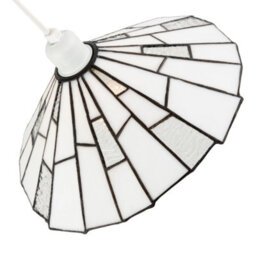 Happy Homewares Contemporary White Tiffany Pendant Light Shade With Clear Accents - thumbnail 2