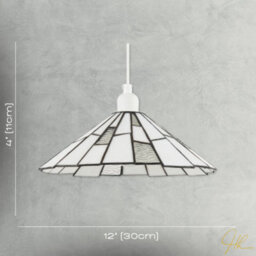 Happy Homewares Contemporary White Tiffany Pendant Light Shade With Clear Accents - thumbnail 7
