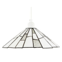 Happy Homewares Contemporary White Tiffany Pendant Light Shade With Clear Accents - thumbnail 5