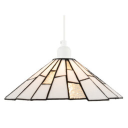 Happy Homewares Contemporary White Tiffany Pendant Light Shade With Clear Accents - thumbnail 4