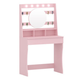 Keepreaper Stylish Vanity Desk With Lights 5 Hollywood Bulbs 3 Adjustable Colors Pink Dressing Table - thumbnail 2