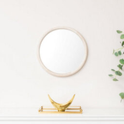 Melody Maison White Washed Wooden Round Wall Mirror - 50Cm X 50Cm