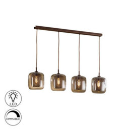 Luminosa Lighting Luminosa Fox 4 Light Crystal Hanging Ceiling Mesh Pendant Brown, E27 - Uk Stock - thumbnail 2