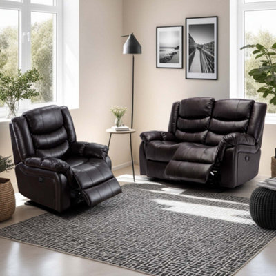 More4Homes Seattle Electric Recliner Bonded Leather 1+2 Seater Sofa Set (Brown) - image 1