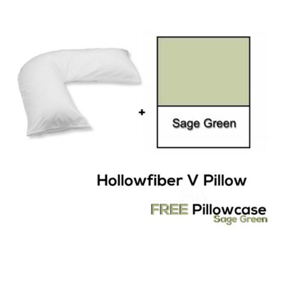 Chilimilii V Pillow With Free V Pillowcase Polycotton Cover Orthopedic Neck & Back Support Hollowfiber Filled Pillow