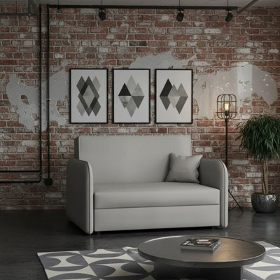 Sofa Viva Loft Ii With Sleeping Function And Storage Chipboard Metal Legs Wooden Frame 127Cm Width Light Grey - image 1