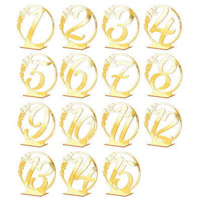 Wedding Table Numbers With Stand Round Mirror Gold Table Decor - image 1