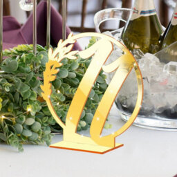 Wedding Table Numbers With Stand Round Mirror Gold Table Decor - thumbnail 4