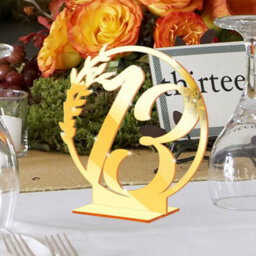 Wedding Table Numbers With Stand Round Mirror Gold Table Decor - thumbnail 5