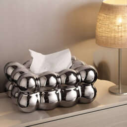 Living And Home Silver Stylish Ceramic Tissue Box For Living Room