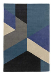 Blue Wool Handmade Luxurious Modern Abstract Geometric Rug For For Living Room And Bedroom-120Cm X 170Cm - thumbnail 6