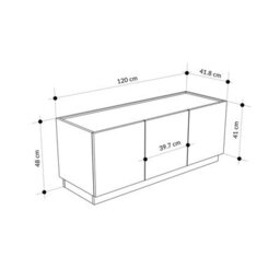 Decortie 120Cm Tv Stand Unit, 3 Soft-Close Doors Tv Storage Cabinet Up To 50' Tvs Modern Design Non Handle, Whiskey Oak,travertine - thumbnail 1