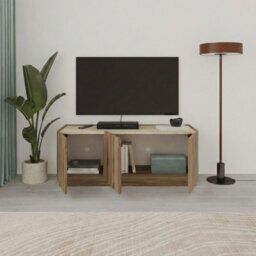 Decortie 120Cm Tv Stand Unit, 3 Soft-Close Doors Tv Storage Cabinet Up To 50' Tvs Modern Design Non Handle, Whiskey Oak,travertine - thumbnail 5