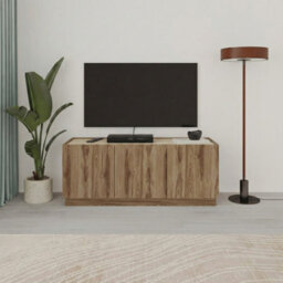 Decortie 120Cm Tv Stand Unit, 3 Soft-Close Doors Tv Storage Cabinet Up To 50' Tvs Modern Design Non Handle, Whiskey Oak,travertine - thumbnail 6