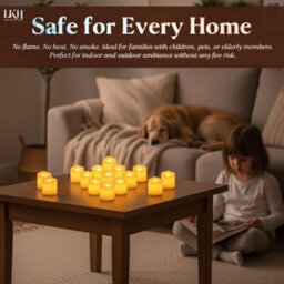 LKH Home Collection Lkh Led Tea Lights Candles Pack Of 24 Battery Operated Tea Light Votive Candles Flameless Flickering Warm White Led Candle - thumbnail 8