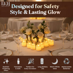LKH Home Collection Lkh Led Tea Lights Candles Pack Of 24 Battery Operated Tea Light Votive Candles Flameless Flickering Warm White Led Candle - thumbnail 4