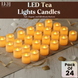 LKH Home Collection Lkh Led Tea Lights Candles Pack Of 24 Battery Operated Tea Light Votive Candles Flameless Flickering Warm White Led Candle - thumbnail 3