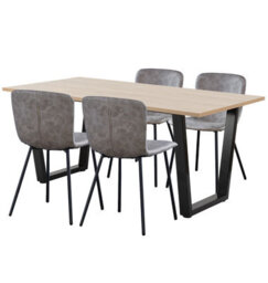 Hallowood Furniture Dudley 180Cm Dining Table Set With 4 Taupe Faux Leather Chairs - thumbnail 8